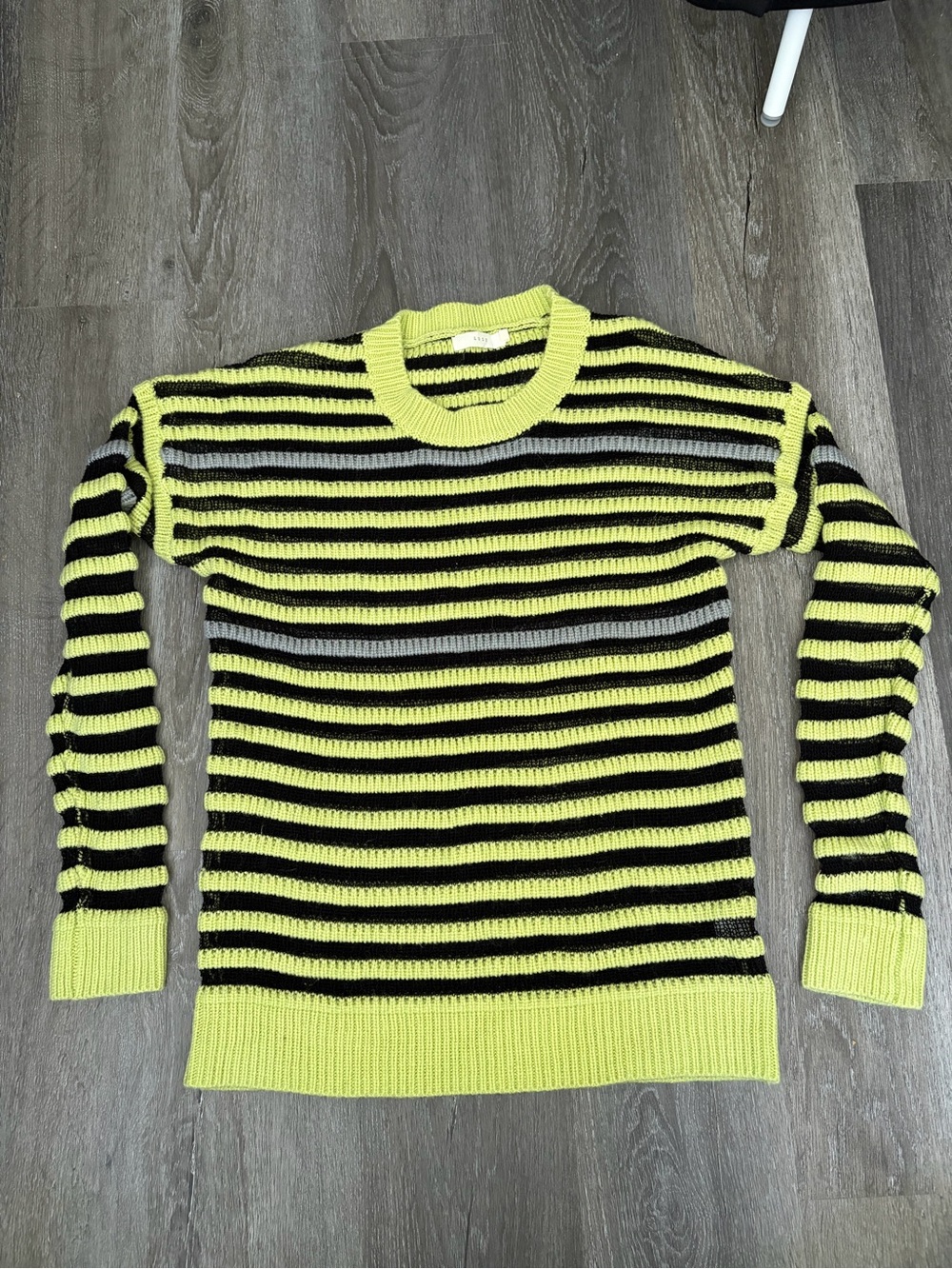 Women’s Bright Green and Black Striped Knit Sweater